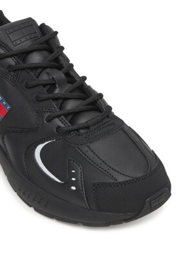 Tommy Jeans Sneakersy Tjm Runner Leather EM0EM01621 Czarny. Kolor: czarny. Materiał: skóra