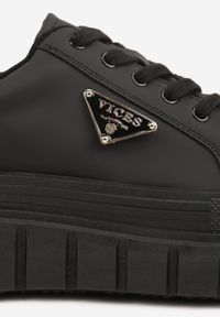 Born2be - Czarne Casualowe Sneakersy VICES na Grubej Podeszwie z Tłoczeniami Therelle. Okazja: na co dzień. Kolor: czarny. Materiał: dzianina, jeans #4