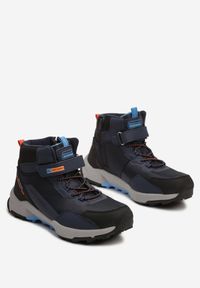 Born2be - Granatowe Botki w Trekkingowym Stylu na Grubej Podeszwie Isotina. Okazja: na co dzień. Zapięcie: rzepy. Kolor: niebieski. Materiał: jeans. Szerokość cholewki: normalna. Styl: klasyczny, casual, elegancki #3