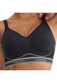 TRIACTION - Stanik do biegania Cardio Breeze z wysoki poziomem podtrzymywania. Kolor: czarny. Materiał: poliester, poliamid, elastan. Wzór: paski. Sport: fitness, bieganie #1