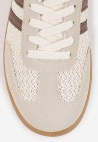 Born2be - Brązowe Sneakersy Kultowe Tenisówki z Plecioną Strukturą Loraebelle. Nosek buta: okrągły. Zapięcie: sznurówki. Kolor: brązowy. Materiał: skóra, materiał. Obcas: na obcasie. Wysokość obcasa: niski #2