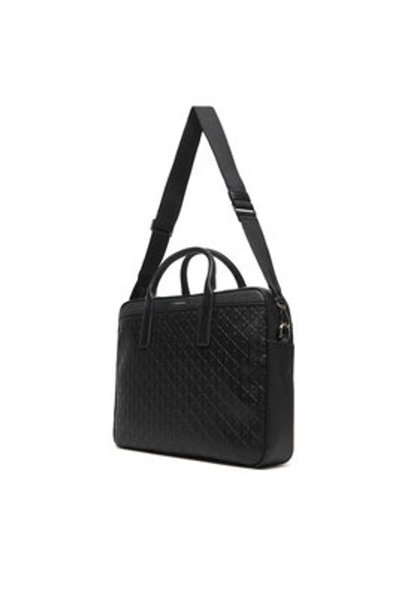 Calvin Klein Torba na laptopa Emblem Emboss Commuter LV04D3265G Czarny. Kolor: czarny. Materiał: skóra