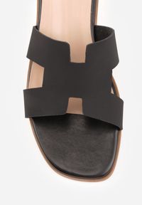 Born2be - Czarne Klapki Vices z Geometryczną Cholewką Arlemia. Okazja: na spacer. Kolor: czarny. Materiał: jeans. Wzór: geometria. Sezon: lato. Obcas: na płaskiej podeszwie #4