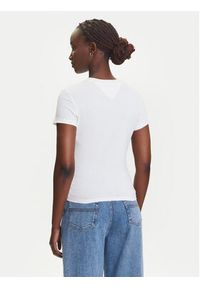 Tommy Jeans T-Shirt Linear DW0DW21422 Écru Slim Fit. Materiał: bawełna