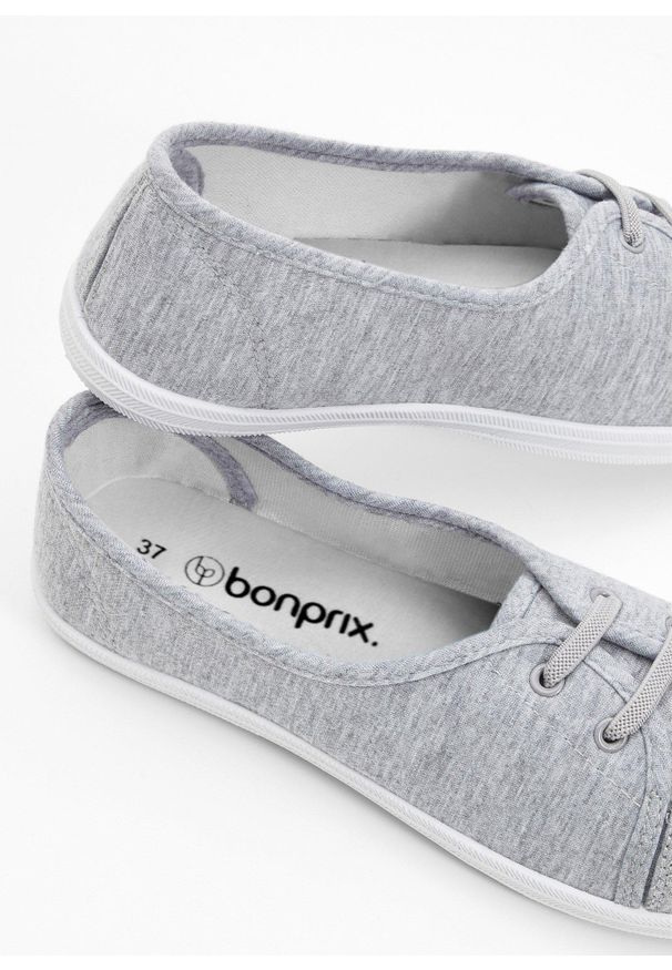 bonprix - Baleriny z ozdobnym sznurowaniem. Kolor: szary