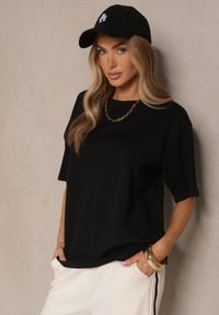 Renee - Czarny Basicowy T-shirt z Bawełny Meranissea. Okazja: na co dzień. Kolor: czarny. Materiał: bawełna. Styl: klasyczny, casual