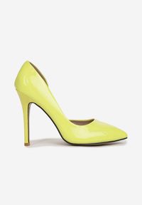 Born2be - Żółte Lakierowane Szpilki z Bocznym Wcięciem Nulkamai. Zapięcie: bez zapięcia. Kolor: żółty. Materiał: lakier. Obcas: na szpilce. Wysokość obcasa: wysoki #2