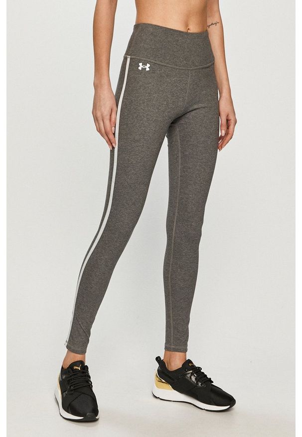 Under Armour - Legginsy. Kolor: szary. Materiał: dzianina. Wzór: gładki