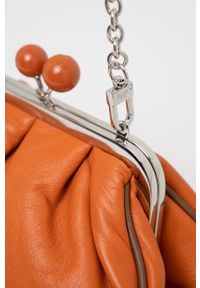 Weekend Max Mara torebka skórzana kolor pomarańczowy. Kolor: pomarańczowy. Materiał: skórzane #4