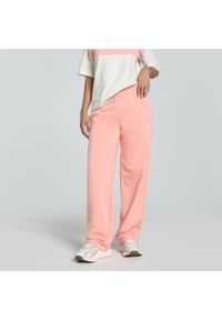Puma - Damskie spodnie z prostymi nogawkami i małym logo No. 1 ESS Comfort PUMA. Kolor: różowy. Wzór: haft. Sport: turystyka piesza
