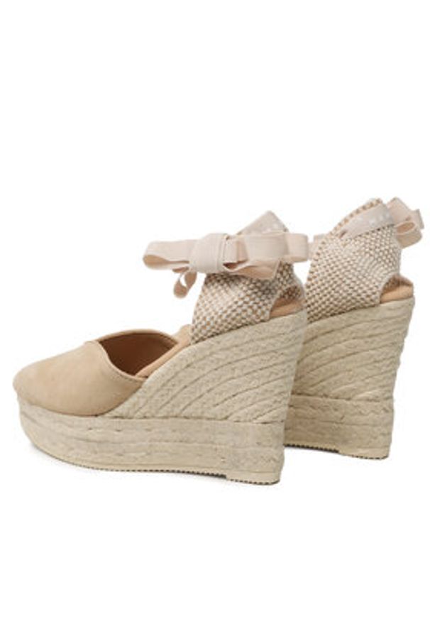 Manebi Espadryle Heart-Shaped Wedge Espadrilles M 1.1 WH Beżowy. Kolor: beżowy. Materiał: zamsz, skóra