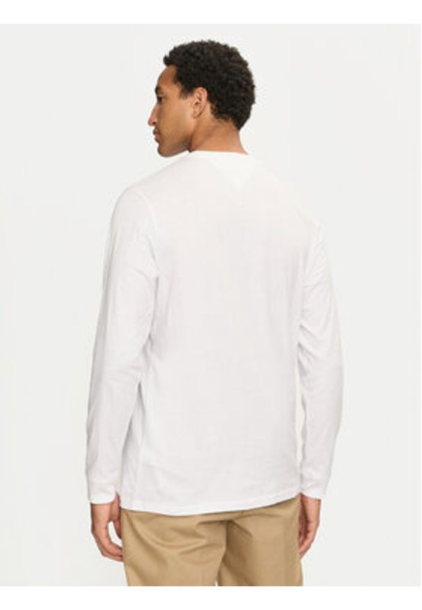 Tommy Jeans Longsleeve Linear DM0DM18551 Biały Slim Fit. Kolor: biały. Materiał: bawełna. Długość rękawa: długi rękaw