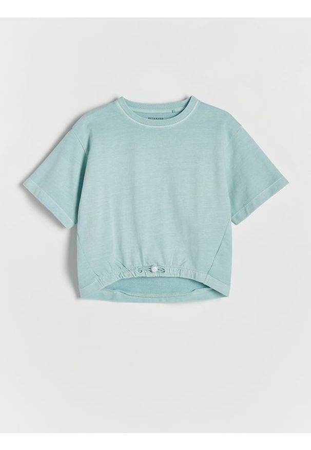 Reserved - T-shirt ze stoperem - jasnoturkusowy. Kolor: turkusowy. Materiał: bawełna