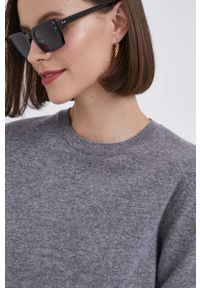 United Colors of Benetton sweter wełniany kolor szary. Kolor: szary. Materiał: wełna. Wzór: gładki. Styl: klasyczny #4