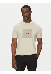 BOSS T-Shirt Logo 50538096 Beżowy Regular Fit. Kolor: beżowy. Materiał: bawełna