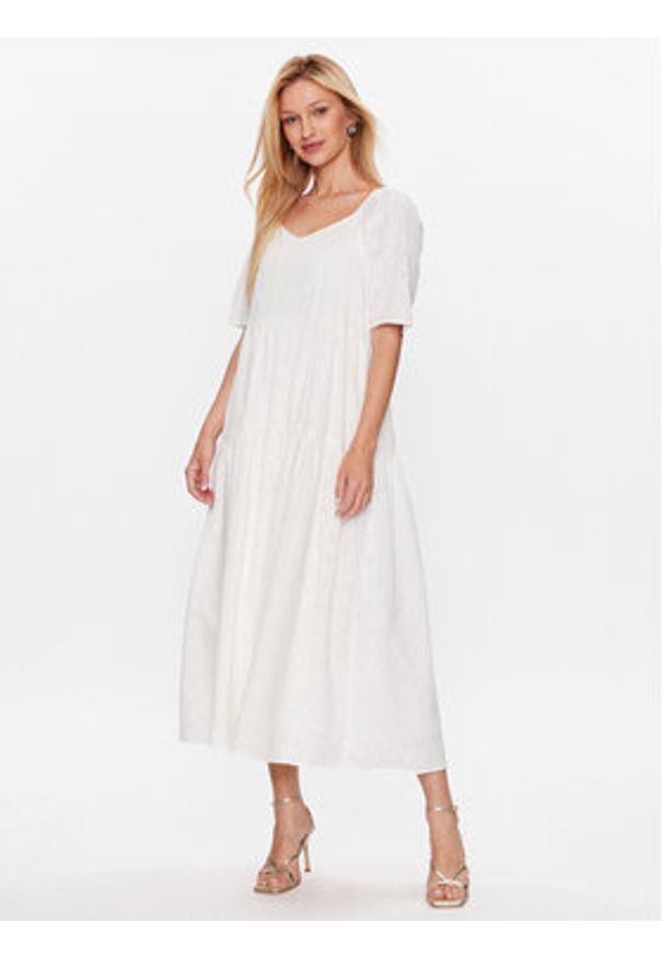 YAS Sukienka 26029550 Biały Loose Fit. Kolor: biały. Materiał: bawełna