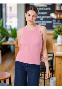 Sinsay - Tank top - różowy. Kolor: różowy
