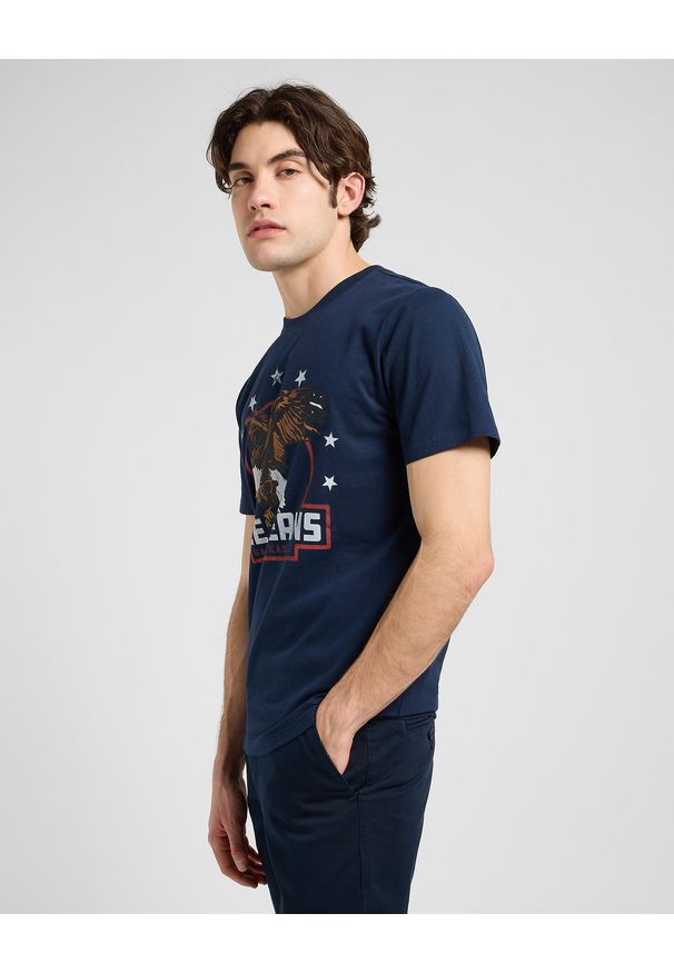 Lee - MESKA KOSZULKA LEE ESSENTIAL GRAPHIC TEE RIVET NAVY 112372360