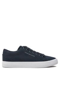 TOMMY HILFIGER - Tommy Hilfiger Tenisówki Th Hi Vulc Low Canvas FM0FM04882 Granatowy. Kolor: niebieski #1