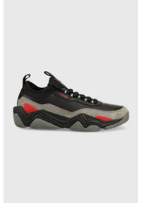 Hugo - HUGO sneakersy Quake kolor czarny. Nosek buta: okrągły. Zapięcie: sznurówki. Kolor: czarny. Materiał: guma