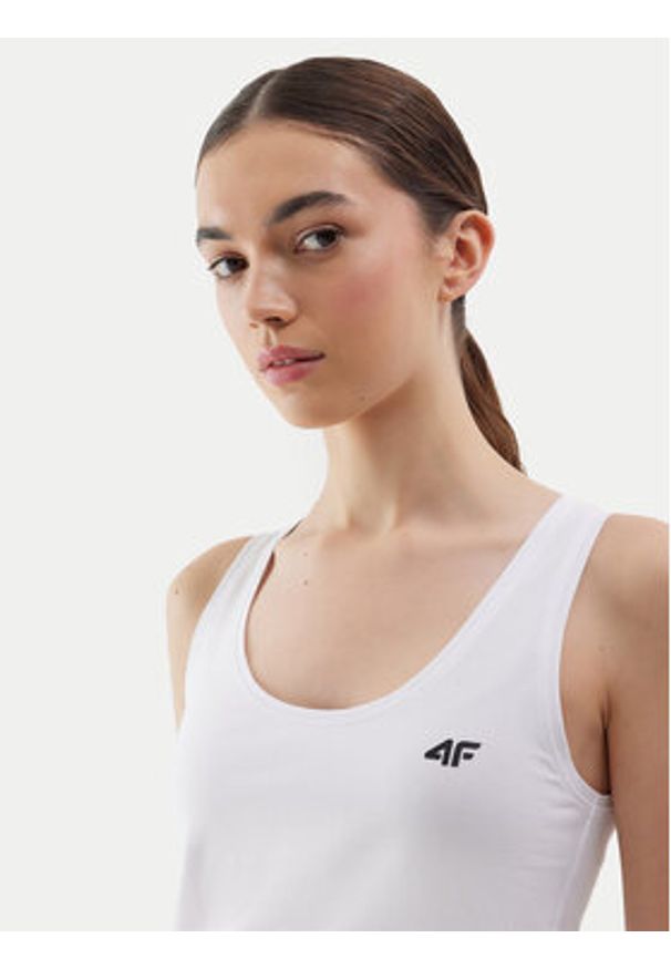 4f - 4F Top 4FWSS24TSLEF041 Biały Slim Fit. Kolor: biały. Materiał: bawełna