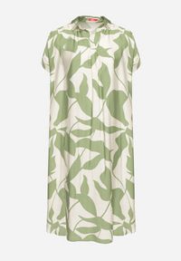 Born2be - Jasnozielona Sukienka Rozkloszowana z Bawełną w Abstrakcyjny Print Telanisa. Okazja: na co dzień. Kolor: zielony. Materiał: bawełna. Wzór: nadruk. Typ sukienki: rozkloszowane. Styl: casual, elegancki #7