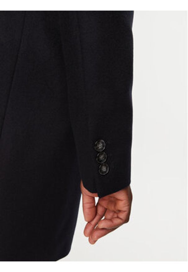 BOSS - Boss Płaszcz wełniany H-Hyde 50525739 Granatowy Slim Fit. Kolor: niebieski. Materiał: wełna