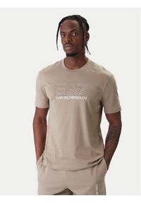 EA7 Emporio Armani T-Shirt 7M001307 AF10375 U6167 Beżowy Regular Fit. Kolor: beżowy. Materiał: bawełna #1