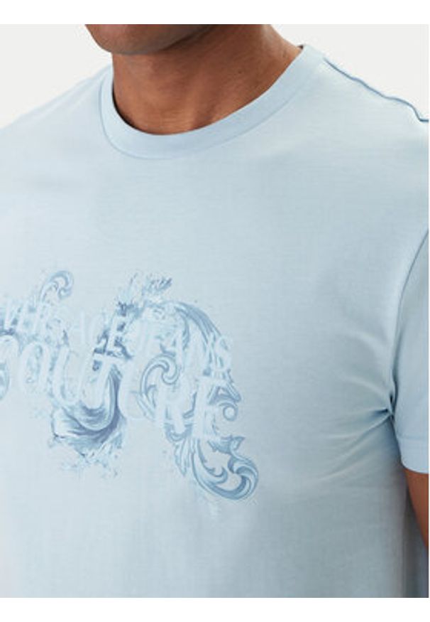 Versace Jeans Couture T-Shirt 80GAHE02 CJ00E Niebieski Regular Fit. Kolor: niebieski. Materiał: bawełna