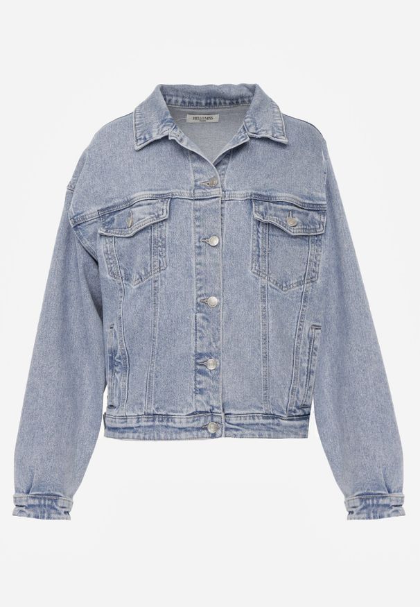 Born2be - Niebieska Kurtka Jeansowa z Bawełną o Klasycznym Kroju Elliantrea. Okazja: na co dzień. Kolor: niebieski. Materiał: bawełna, jeans. Sezon: lato. Styl: klasyczny