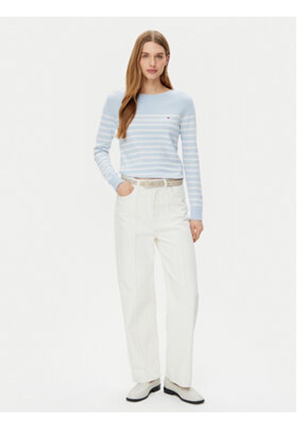 TOMMY HILFIGER - Tommy Hilfiger Sweter WW0WW40099 Błękitny Regular Fit. Kolor: niebieski. Materiał: syntetyk
