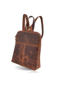 Plecak skórzany damski vintage PAOLO PERUZZI T-73-HBR brązowy. Kolor: brązowy. Materiał: skóra. Styl: vintage