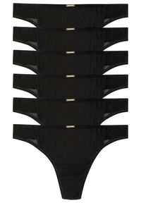 bonprix - Stringi z kolekcji Feel Comfort z mikrofibry (6 par). Kolor: czarny. Materiał: mikrofibra #1