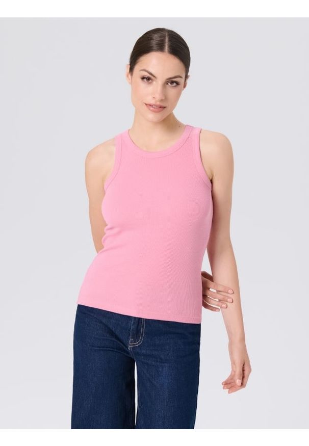 Sinsay - Tank top - różowy. Kolor: różowy