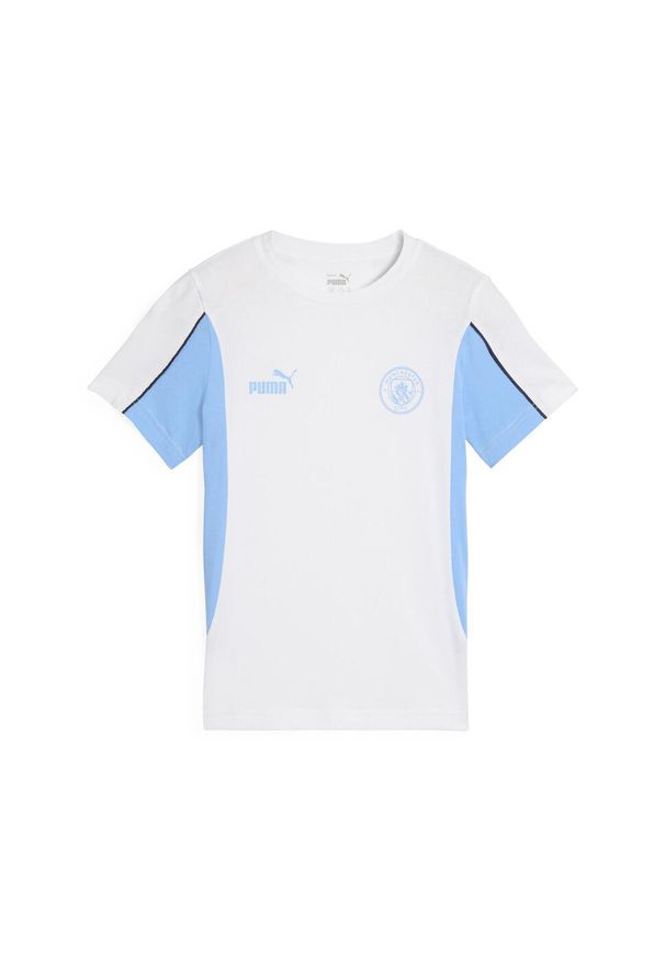 Puma - Męska koszulka Manchester City ftblARCHIVE PUMA White Team Light Blue. Kolor: biały, wielokolorowy, niebieski. Materiał: guma. Wzór: nadruk