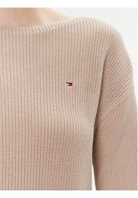 TOMMY HILFIGER - Tommy Hilfiger Sweter WW0WW40345 Beżowy Relaxed Fit. Kolor: beżowy. Materiał: bawełna