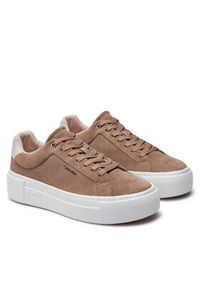 Calvin Klein Sneakersy Flatform Cup Lace Up W/Ml HW0HW02282 Brązowy. Kolor: brązowy. Materiał: zamsz, skóra