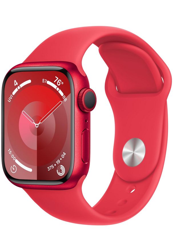 APPLE - Smartwatch Apple Watch 9 GPS 45mm aluminium (Product) RED | Czerwony pasek sportowy M/L. Rodzaj zegarka: smartwatch. Kolor: czerwony. Materiał: materiał. Styl: sportowy