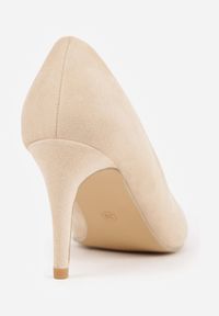 Born2be - Beżowe Czółenka na Szpilce ze Skórzaną Wkładką Cleliae. Okazja: na spotkanie biznesowe. Kolor: beżowy. Materiał: skóra. Obcas: na szpilce. Styl: elegancki, biznesowy, klasyczny. Wysokość obcasa: średni #3