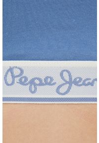Pepe Jeans biustonosz gładki. Kolor: niebieski. Materiał: dzianina. Rodzaj stanika: odpinane ramiączka, wyciągane miseczki. Wzór: gładki