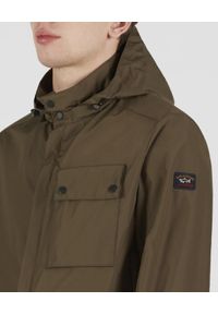 PAUL & SHARK - Zielona kurtka z kapturem. Typ kołnierza: kaptur. Kolor: brązowy. Materiał: jeans, tkanina. Wzór: moro. Styl: klasyczny, militarny #2