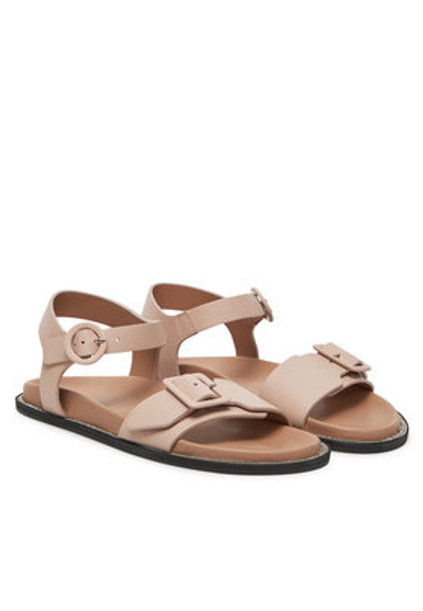 Pollini Sandały SA16182C0MTCS122 Beżowy. Kolor: beżowy. Materiał: skóra