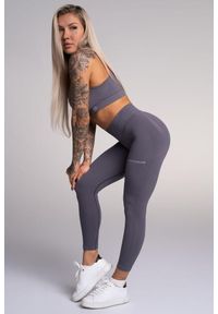 GYM GLAMOUR - Legginsy fitness damskie Gym Glamour push up. Kolor: szary. Sport: fitness
