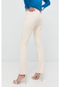IVY & OAK - Ivy Oak Spodnie damskie kolor kremowy proste high waist. Okazja: na co dzień. Stan: podwyższony. Kolor: beżowy. Materiał: materiał. Styl: casual #5