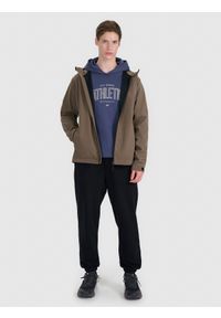 4f - 4F Kurtka softshell wiatroodporna membrana 5000 męska - brązowa S. Typ kołnierza: kaptur. Kolor: brązowy. Materiał: softshell. Technologia: Windstopper