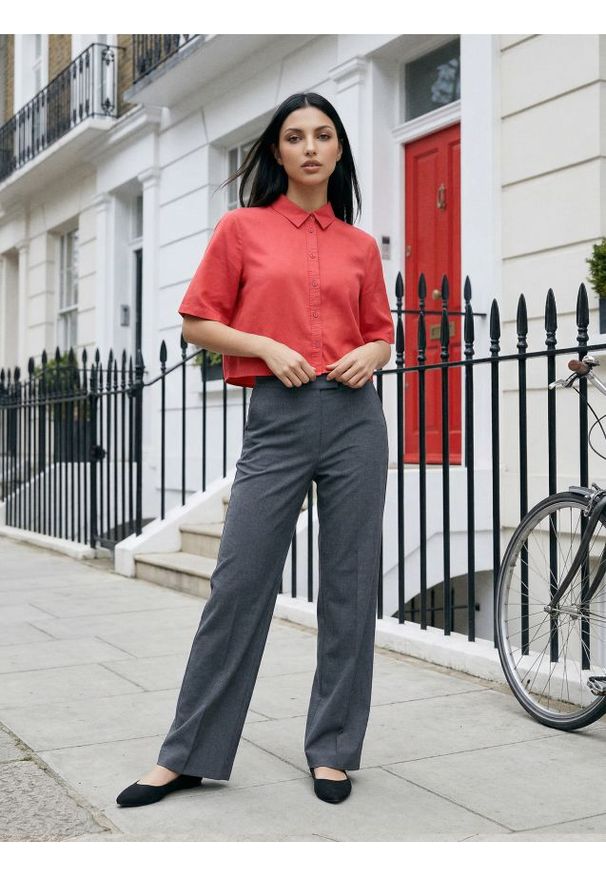 Sinsay - Eleganckie spodnie z kantem - szary. Kolor: szary. Styl: elegancki