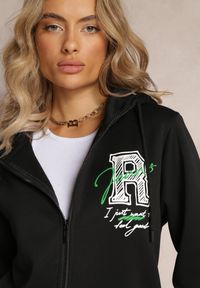 Renee - Czarna Bluza z Kapturem i Polarem Sewan. Typ kołnierza: kaptur. Kolor: czarny. Materiał: polar. Wzór: aplikacja, nadruk #4