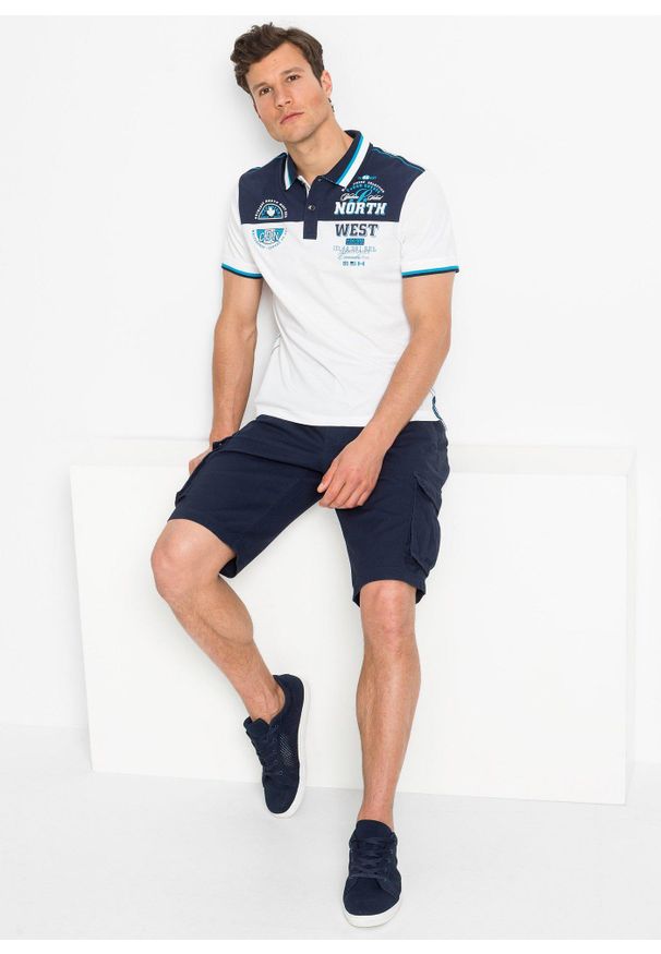 bonprix - Bermudy bojówki z czystej bawełny, Relaxed Fit. Kolor: niebieski. Materiał: bawełna