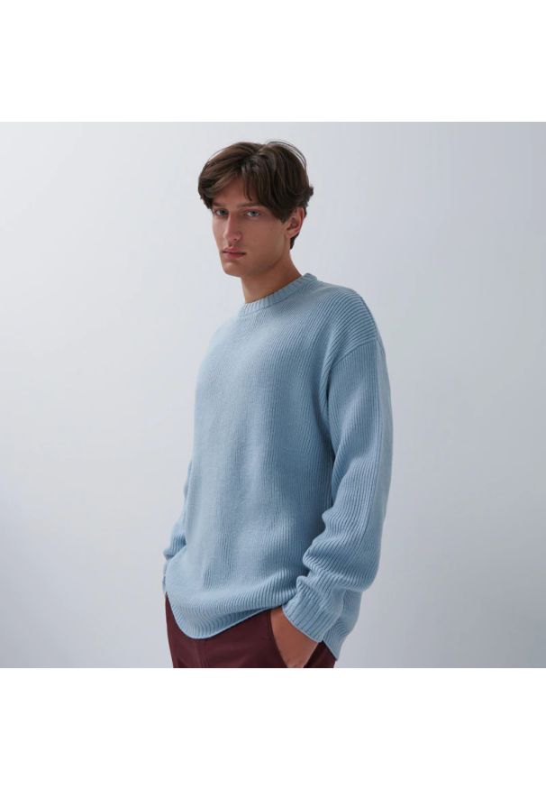 House - Sweter o luźnym kroju Basic - Niebieski. Kolor: niebieski