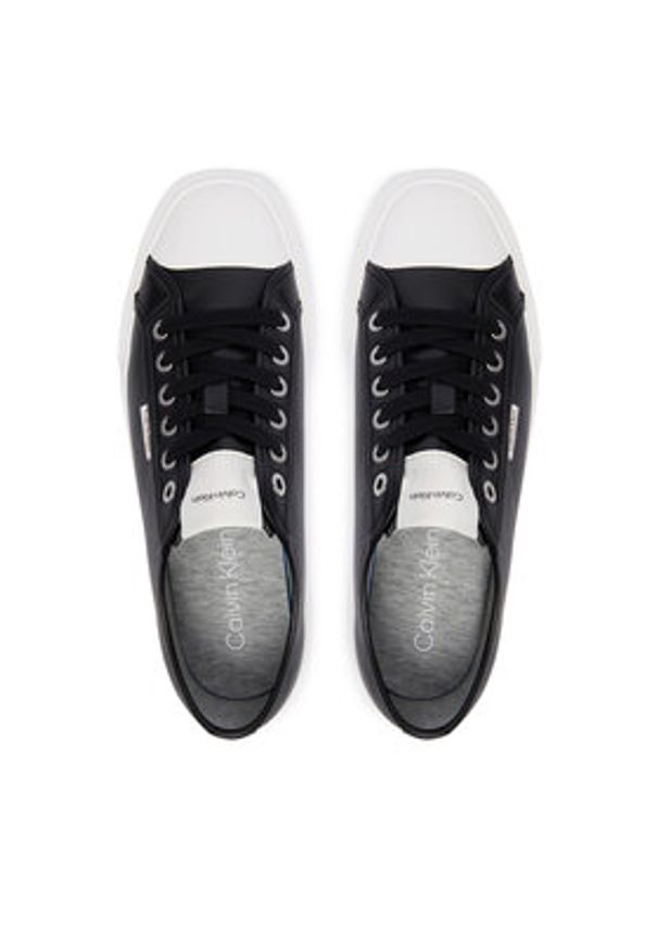 Calvin Klein Trampki Vulc Lace Up Low Lth HW0HW03077 Czarny. Kolor: czarny. Materiał: skóra